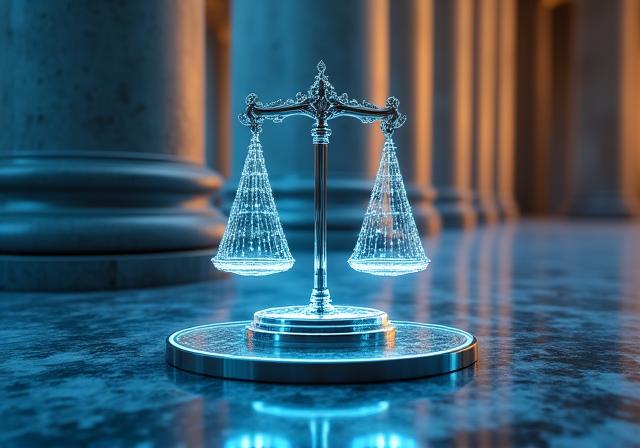 Financial data visualization with ethical focus symbols