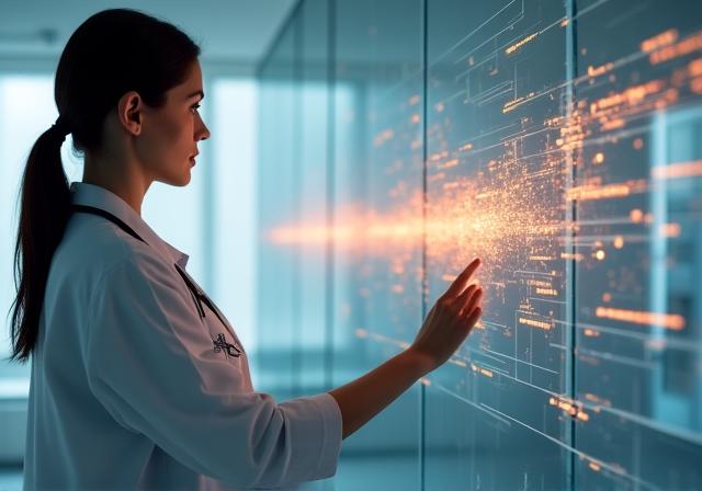 Healthcare Professional viewing digital patient journey analytics